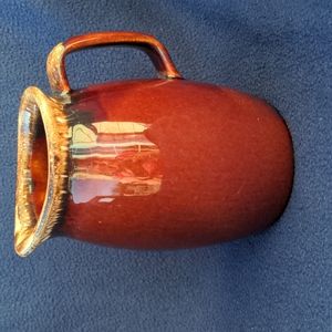 Vintage Hull Oven Proof 6.5” Brown Drip Glaze Pottery Pitcher USA